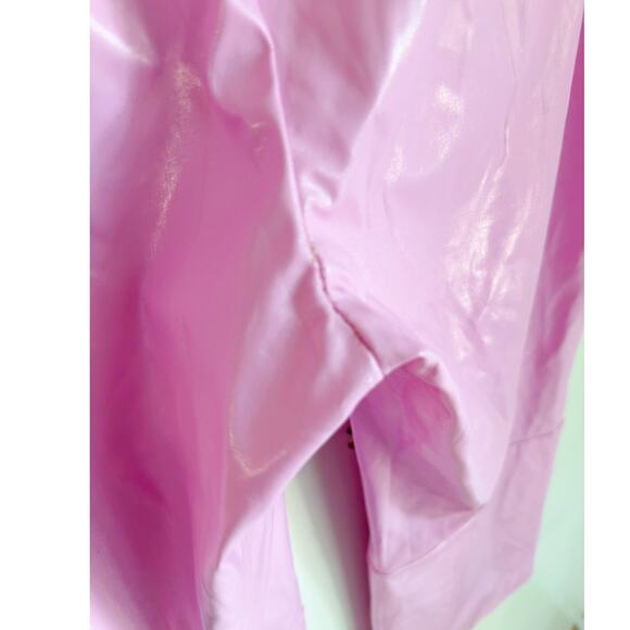 For Love & Lemons BILLIE VINYL PANTS Pastel Pink Cropped Girly Coquette Sz Lrg - Picture 7 of 12